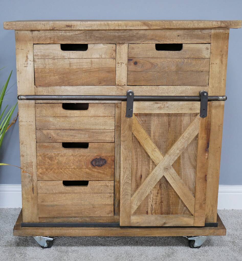 Industrial Wooden Storage Cabinet, 1 of 3