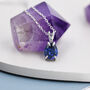 Sterling Silver Royal Sapphire Blue Pear Cut Cz Necklace, thumbnail 6 of 12