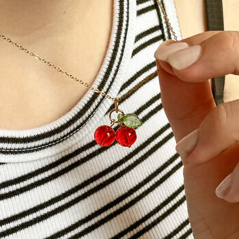 Cute Glass Cherry Necklace, 2 of 6