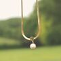 Snake Chain Pearl Pendant Necklace 18ct Gold Plated, thumbnail 4 of 6