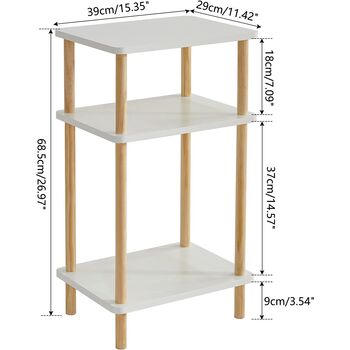 White Three Tier Side Table Narrow End Table Nightstand, 9 of 9