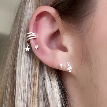 Tiny Stars Studs And Cuff Set In Sterling Silver, 4 of 6