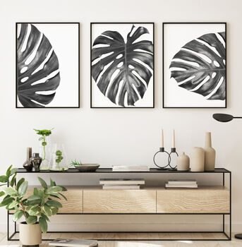 Set Of Three Monstera Leaves Botanical Prints, 2 of 6