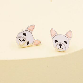 Cute French Bulldog Stud Earrings In Sterling Silver, 3 of 10