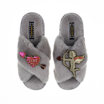 Classic Laines Slippers With Cupid And Love Brooch, 6 of 7