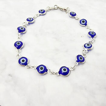 Evil Eye Rhodium Plated Silver Protection Bracelet, 2 of 6