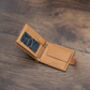 Personalised Men's Leather Wallet Trifold Gift Brown, thumbnail 3 of 10