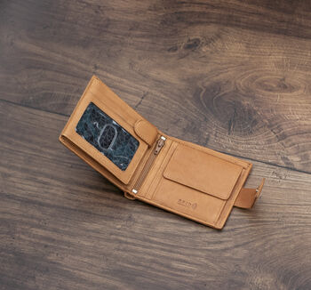 Personalised Men's Leather Wallet Trifold Gift Brown, 3 of 10