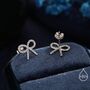 Sterling Silver Cz Ribbon Bow Stud Earrings, thumbnail 7 of 12
