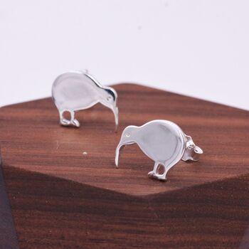 Sterling Silver Kiwi Bird Stud Earrings, 4 of 12