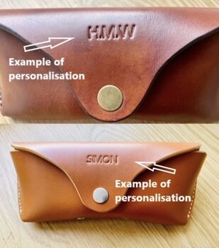 Personalised Burnt Tan Leather Glasses Case, 3 of 11