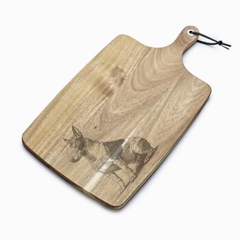 Personalised English Bull Terrier Engraved Acacia Serving Board, 4 of 8