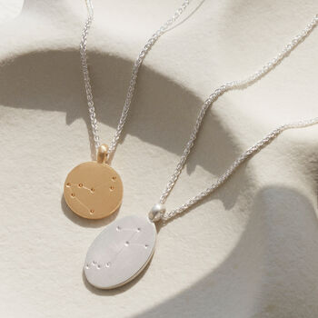 Reversible Initial And Zodiac Necklace In Silver Or Gold, 3 of 4