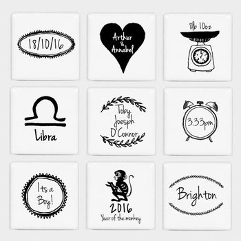 Personalised Illustrated Nine Tile New Baby Frame, 3 of 3