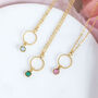 Twisted Gold Circle Necklace With Mini Birthstone, thumbnail 5 of 10