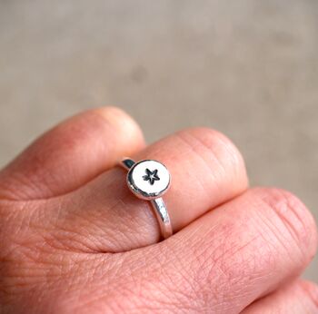 Sterling Silver Star Pebble Ring, 2 of 2