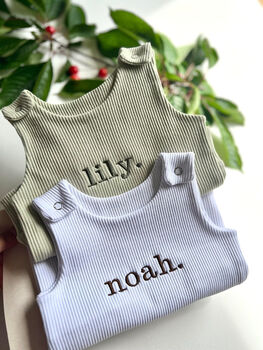 Xmas Personalised Baby Dungarees Romper | Embroidered, 2 of 7