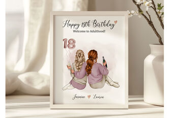 Personalised Birthday Print For Her – Custom Illustration With Age, Names And Quote, Digital Or Printed Gift, 7 of 7