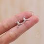 Tiny Frog Stud Earrings In Sterling Silver, thumbnail 2 of 12