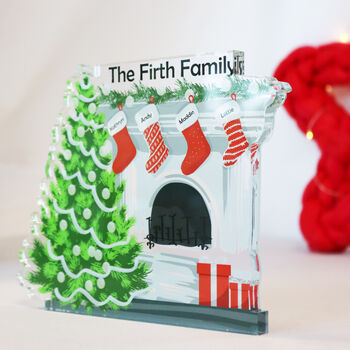 Personalised Family Christmas Fireplace Ornament, 2 of 10