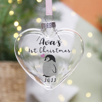 First Christmas Baby Penguin Glass Bauble Keepsake, 4 of 5