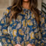 Indian Cotton Midnight Marigold Printed Top, thumbnail 3 of 4