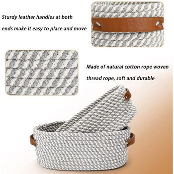 Set Of Two Woven Cotton Rope Foldable Storage Baskets, 3 of 4