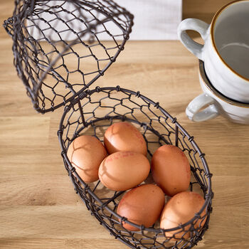 Farmhouse Chicken Wire Kitchen Egg Basket, 3 of 6