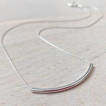 Sterling Silver Curved Bar Necklace, 4 of 8