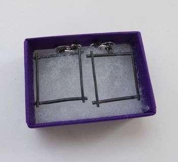 Silver Square Drop Earrings, 7 of 9