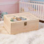 Personalised Baby Jungle Animals Large Wooden Keepsake Box, thumbnail 2 of 5