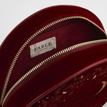 Star Gazing Rabbit Red Embroidered Circle Bag, 7 of 7