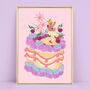Colourful Fruit Cocktail Cake Personalised Art Print, thumbnail 8 of 9
