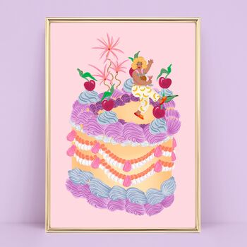 Colourful Fruit Cocktail Cake Personalised Art Print, 8 of 9
