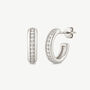 Women's Sterling Silver Chunky Hoop Earrings With Sparkling Stones In 18k White Gold, thumbnail 3 of 3