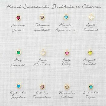 Vintage Heart Initial Birthstone Personalised Necklace, 5 of 12