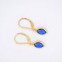 Sapphire Blue Marquise Leverback Earrings, thumbnail 3 of 6