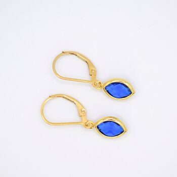 Sapphire Blue Marquise Leverback Earrings, 3 of 6