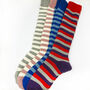 Personalised Christmas Stripy Welly Socks With Gold Foil Label, thumbnail 5 of 10