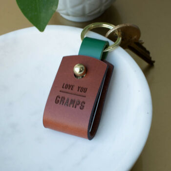 Personalised Photo Leather Keyring For Grandad, 4 of 5