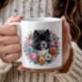 Personalised Akita Summer Floral Dog Wreath Cushion And Mug Gift Bundle, thumbnail 2 of 4