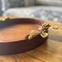 Mango Wood Round Tray With Antique Gold Handles, thumbnail 5 of 12