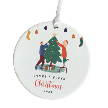 Merry Christmas To A Special Couple Personalised Ceramic Ornament With Names, 3 of 7