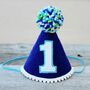 Pompom First Birthday Party Hat, thumbnail 1 of 2