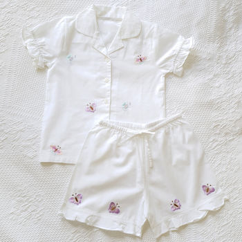 Girl's Personalised Butterfly Cotton Short Set Pj, 3 of 3
