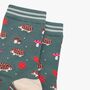 Autumn Woodlands Hedgehog Bamboo Socks Women's Sage Green, thumbnail 2 of 4