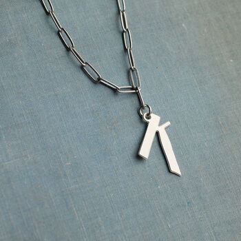 Silver Typography Alphabet Initial Pendant Necklace, 7 of 7