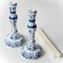Chinoiserie Blue And White Porcelain Dutch Candlestick, thumbnail 4 of 8