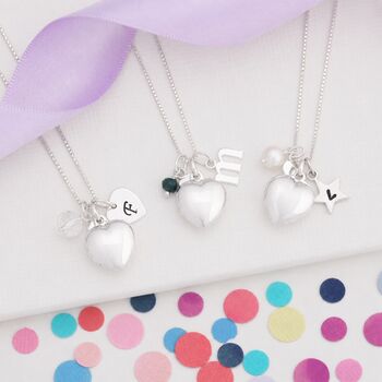 Personalised Silver Heart Locket Birthstone Necklace, 8 of 13
