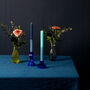 Geometric Cobalt Blue Glass Candlestick Holder, thumbnail 3 of 4